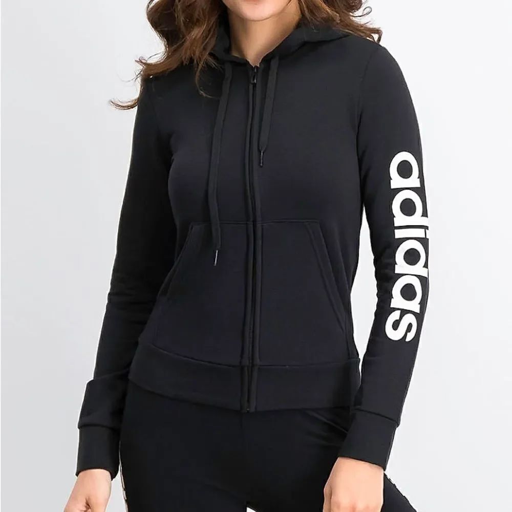 Adidas Women's Black cotton Full Zip Hoodie jacket-S